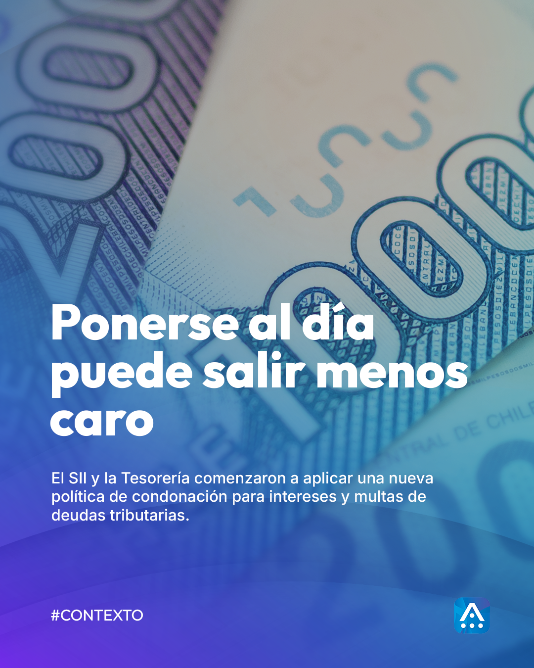 Primer plano de billetes chilenos de mil pesos